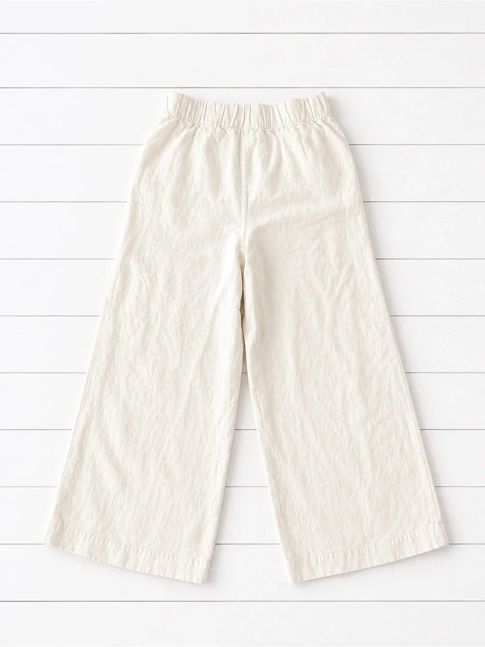 H&M Linen Blend Wide Leg Capri Pants | White | XS | Elastic Waist | Summer - Picture 4 of 5